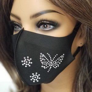 Butterfly designed Rhinestone face Masks